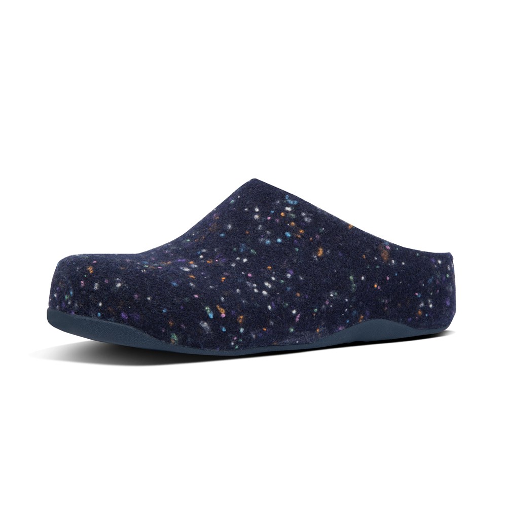 Fitflop Womens Clogs Navy - Shuv Felt - LT5430692